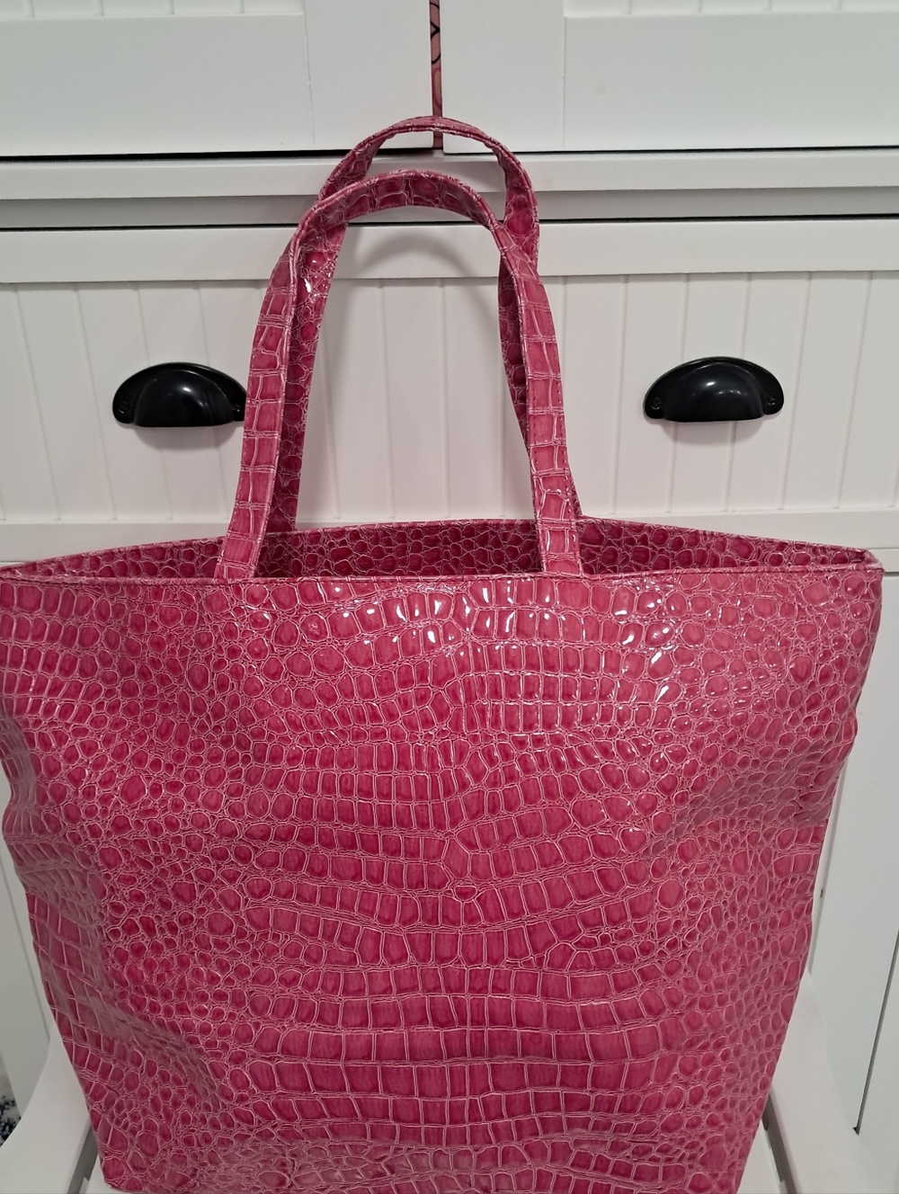 Bath & Body Works Pink Croc-Embossed Patent XL Tote